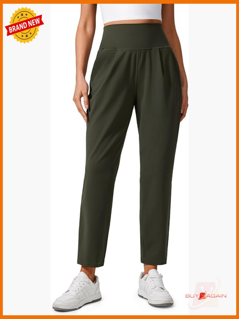 Butterlift Yoga Pants Women 27" - Tapered Front Pleated Lounge Travel Pockets